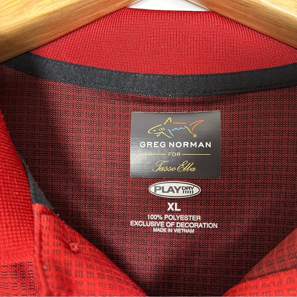 Greg Norman for Tasso Elba Red Classic Long Sleeve Polo Shirt Size XL - Picture 3 of 12